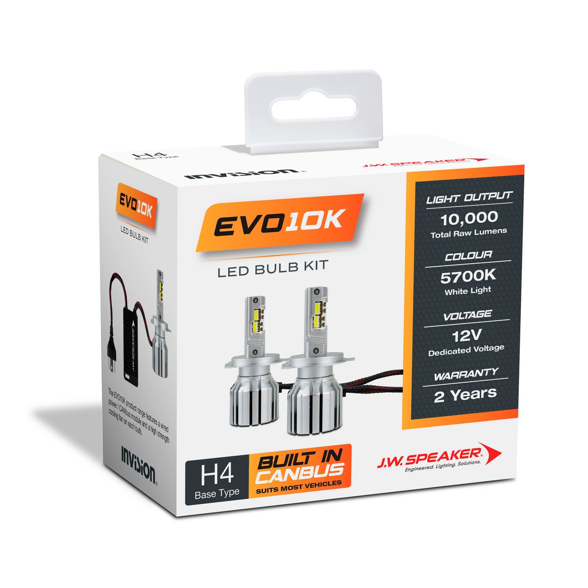 JW Speaker EVO10K  H4 LED Headlight Kit  Hi/Lo 12V 50W 5700K 5000lm 980004