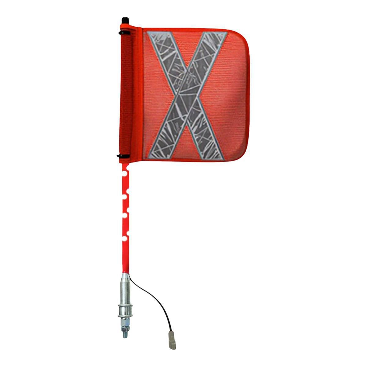 Safety Aerials Australia 0.6mtr Red Full Pole LED 12V Lightstick with Female Deutsch Plug Orange Reflective X Mesh Sleeve Flag and Anti-Rotational Quick Disconnect Base GPC06SWR12V