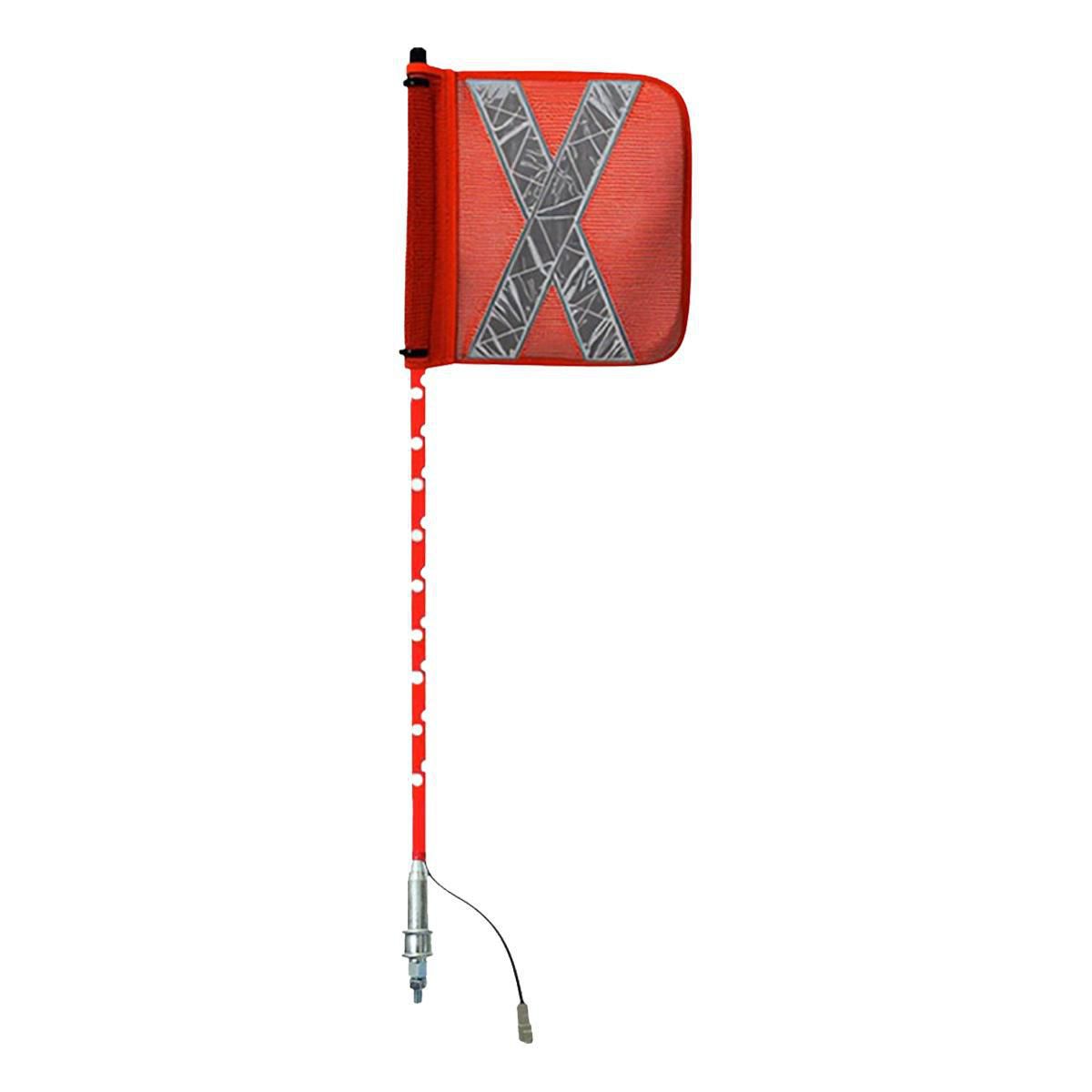 Safety Aerials Australia 0.9mtr Red Full Pole LED 12V Lightstick with Female Deutsch Plug Orange Reflective X Mesh Sleeve Flag and Anti-Rotational Quick Disconnect Base GPC09SWR12V