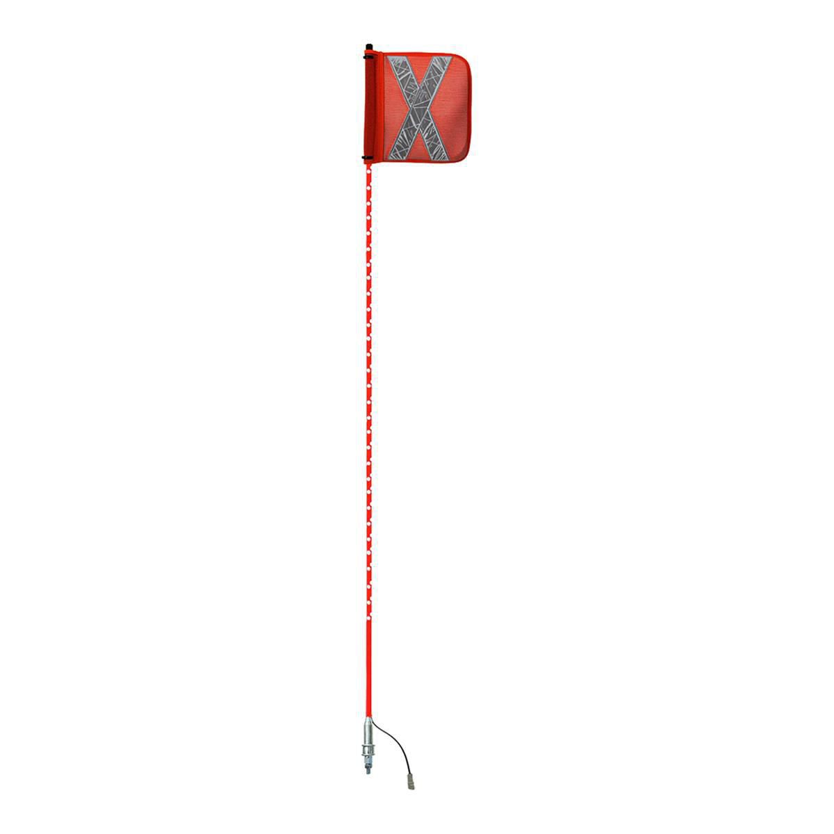 Safety Aerials Australia 2.0mtr Red Full Pole LED 12V Lightstick with Female Deutsch Plug Orange Reflective X Mesh Sleeve Flag and Anti-Rotational Quick Disconnect Base GPC20SWR12V
