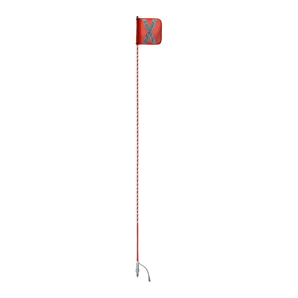 Safety Aerials Australia 3.0mtr Red Full Pole LED 12V Lightstick with Female Deutsch Plug Orange Reflective X Mesh Sleeve Flag and Anti-Rotational Quick Disconnect Base (Top 2.4mtr Illuminated) GPC30SWR12V