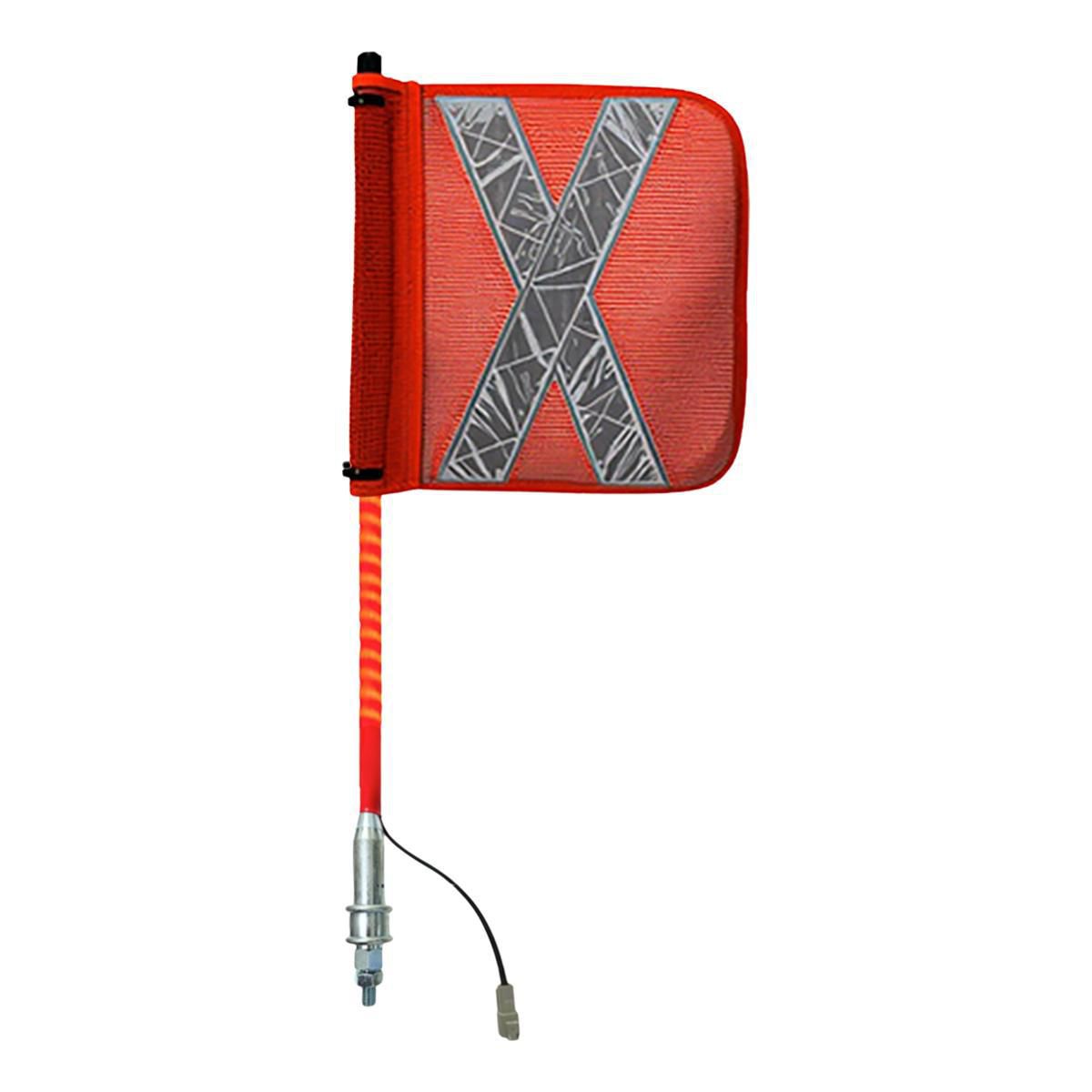 Safety Aerials Australia 0.6mtr Red Full Pole LED 12V Ultra Lightstick with Female Deutsch Plug Orange Reflective X Mesh Sleeve Flag and Anti-Rotational Quick Disconnect Base GPC06UWR12V