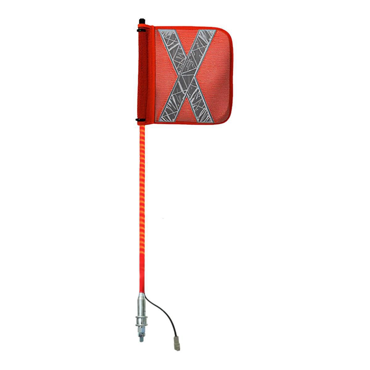 Safety Aerials Australia 0.9mtr Red Full Pole LED 12V Ultra Lightstick with Female Deutsch Plug Orange Reflective X Mesh Sleeve Flag and Anti-Rotational Quick Disconnect Base GPC09UWR12V