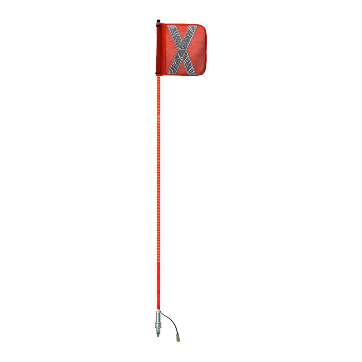 Safety Aerials Australia 1.8mtr Red Full Pole LED 12V Ultra Lightstick with Female Deutsch Plug Orange Reflective X Mesh Sleeve Flag and Anti-Rotational Quick Disconnect Base GPC18UWR12V
