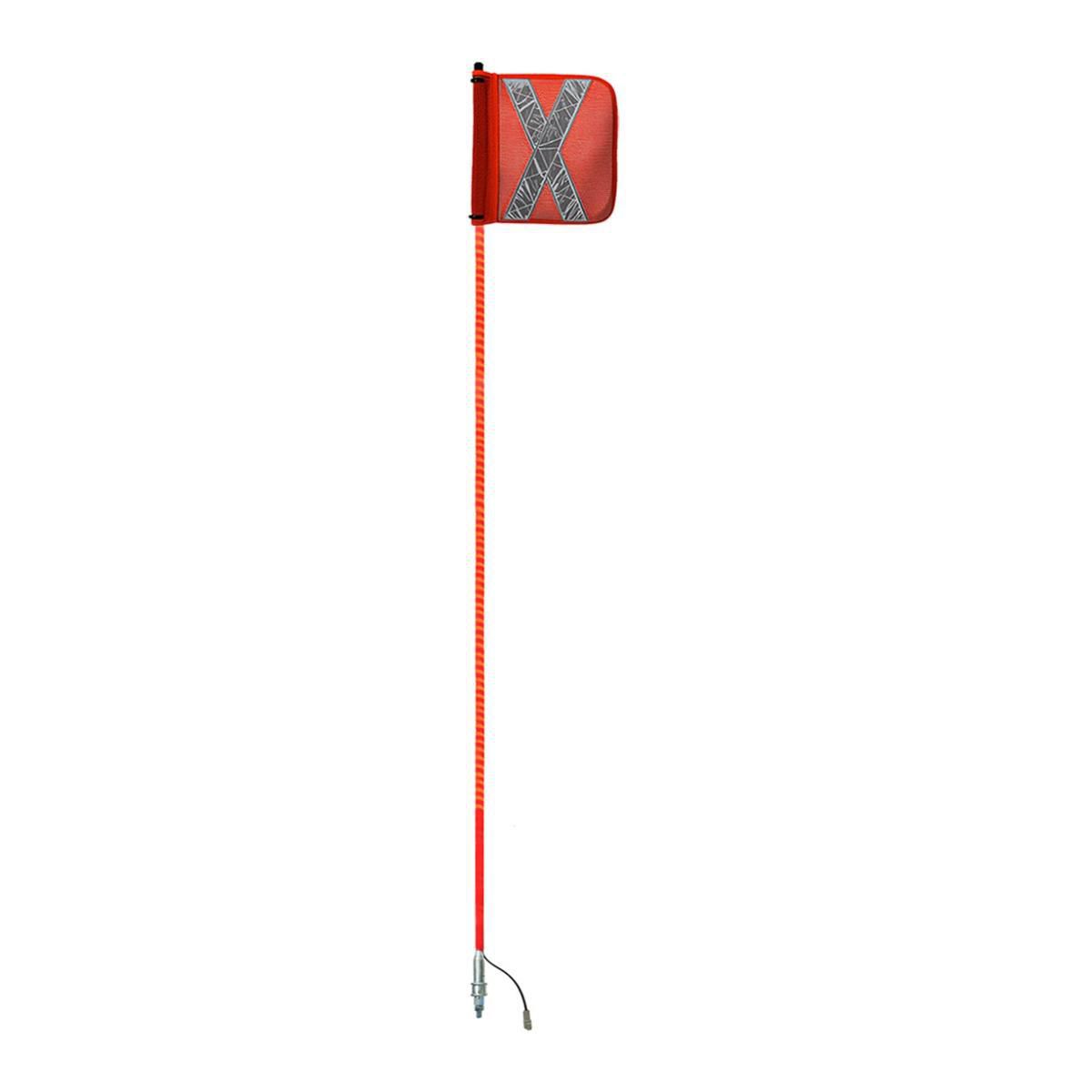 Safety Aerials Australia 2.0mtr Red Full Pole LED 12V Ultra Lightstick with Female Deutsch Plug Orange Reflective X Mesh Sleeve Flag and Anti-Rotational Quick Disconnect Base GPC20UWR12V