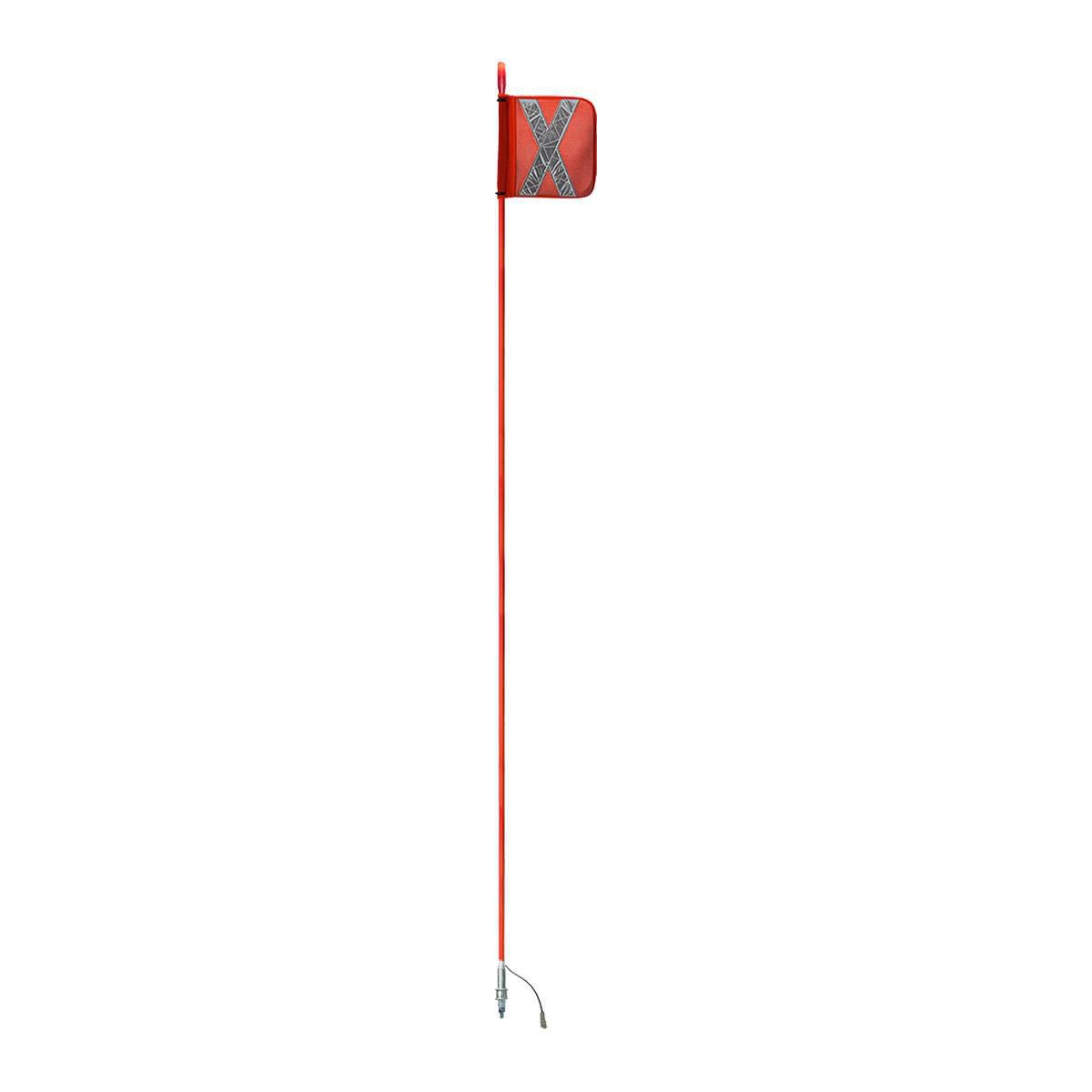 Safety Aerials Australia 3.0mtr Top Red LED Whip 12V/24V with Female Deutsch Plug Orange Reflective X Mesh Sleeve Flag and Anti-Rotational Quick Disconnect Base GPC30TPLED