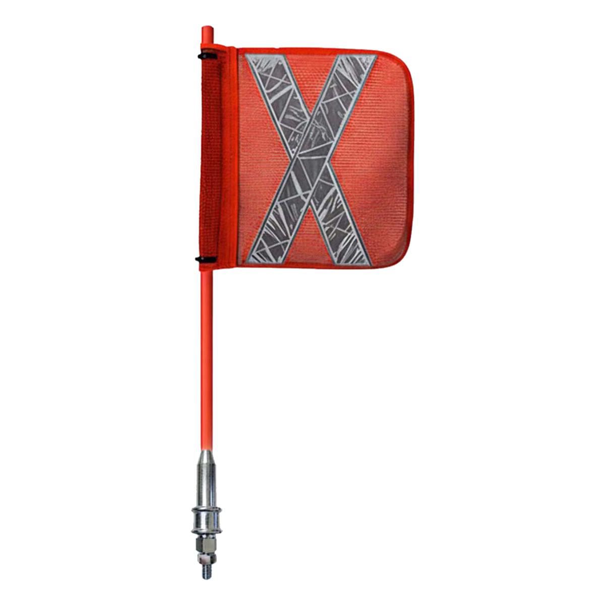Safety Aerials Australia 0.6mtr Non-Illuminated One-Piece Red Pole with Orange X Mesh Sleeve Flag and Anti-Rotational Quick Release Base GPC06