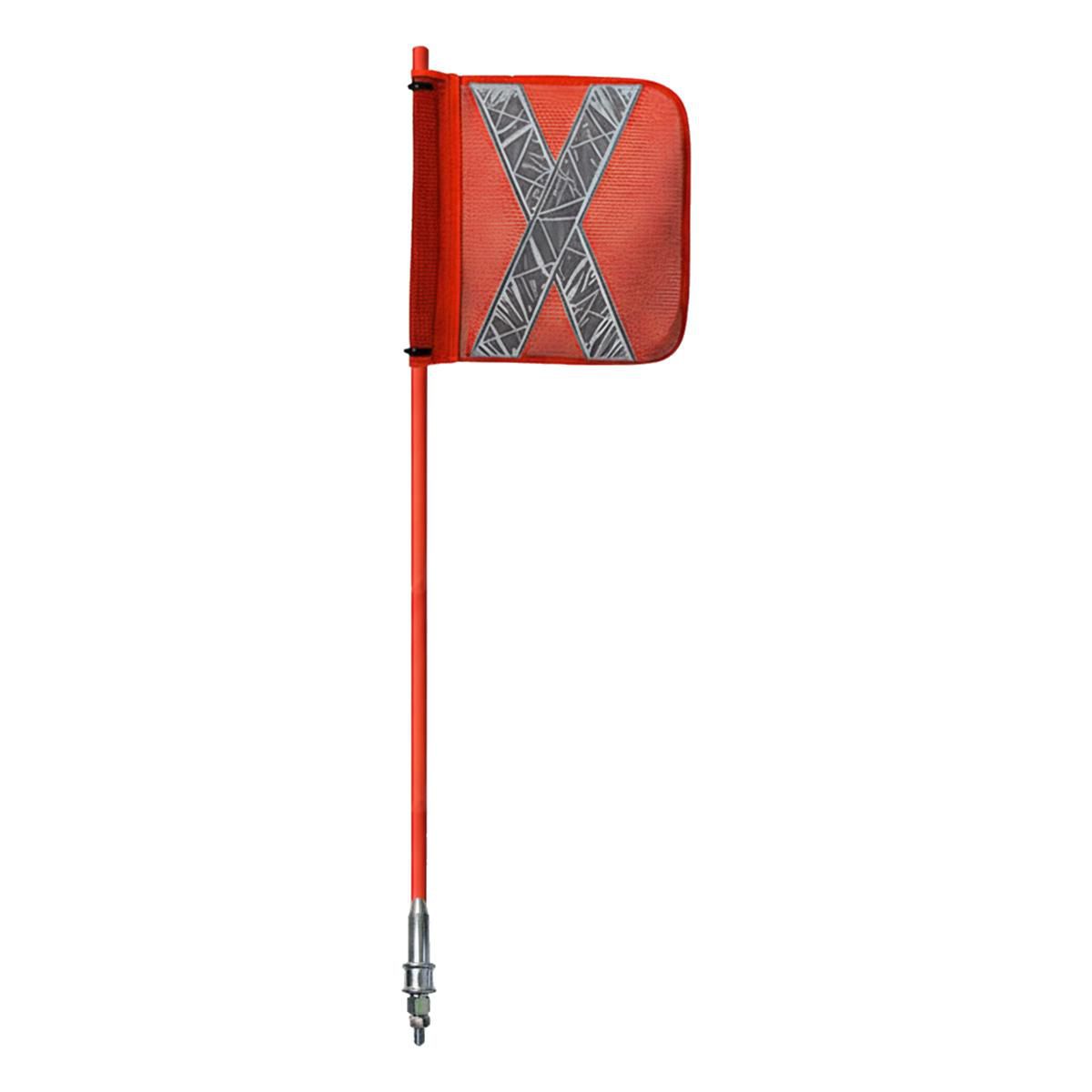 Safety Aerials Australia 0.9mtr Non-Illuminated One-Piece Red Pole with Orange X Mesh Sleeve Flag and Anti-Rotational Quick Release Base GPC09