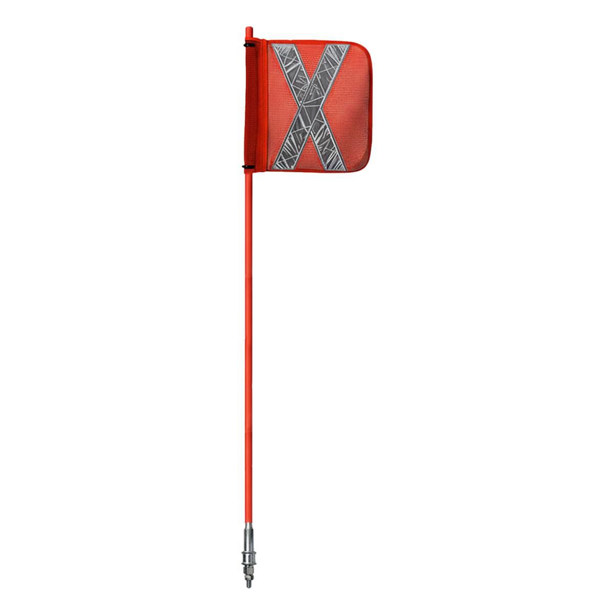 Safety Aerials Australia 1.2mtr Non-Illuminated One-Piece Red Pole with Orange X Mesh Sleeve Flag and Anti-Rotational Quick Release Base GPC12