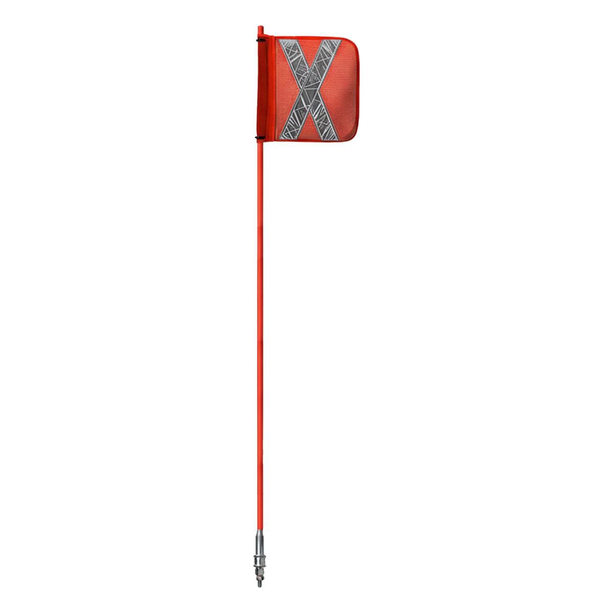 Safety Aerials Australia 1.2mtr Non-Illuminated One-Piece Red Pole with Orange X Mesh Sleeve Flag and Anti-Rotational Quick Release Base GPC15