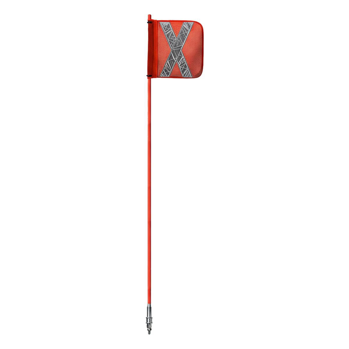 Safety Aerials Australia 1.8mtr Non-Illuminated One-Piece Red Pole with Orange X Mesh Sleeve Flag and Anti-Rotational Quick Release Base GPC18
