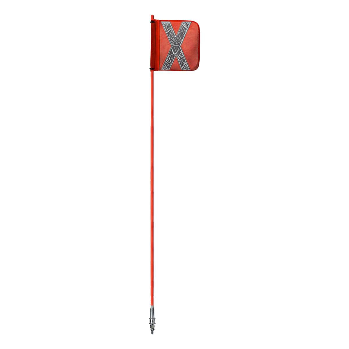 Safety Aerials Australia 2.0mtr Non-Illuminated One-Piece Red Pole with Orange X Mesh Sleeve Flag and Anti-Rotational Quick Release Base GPC20
