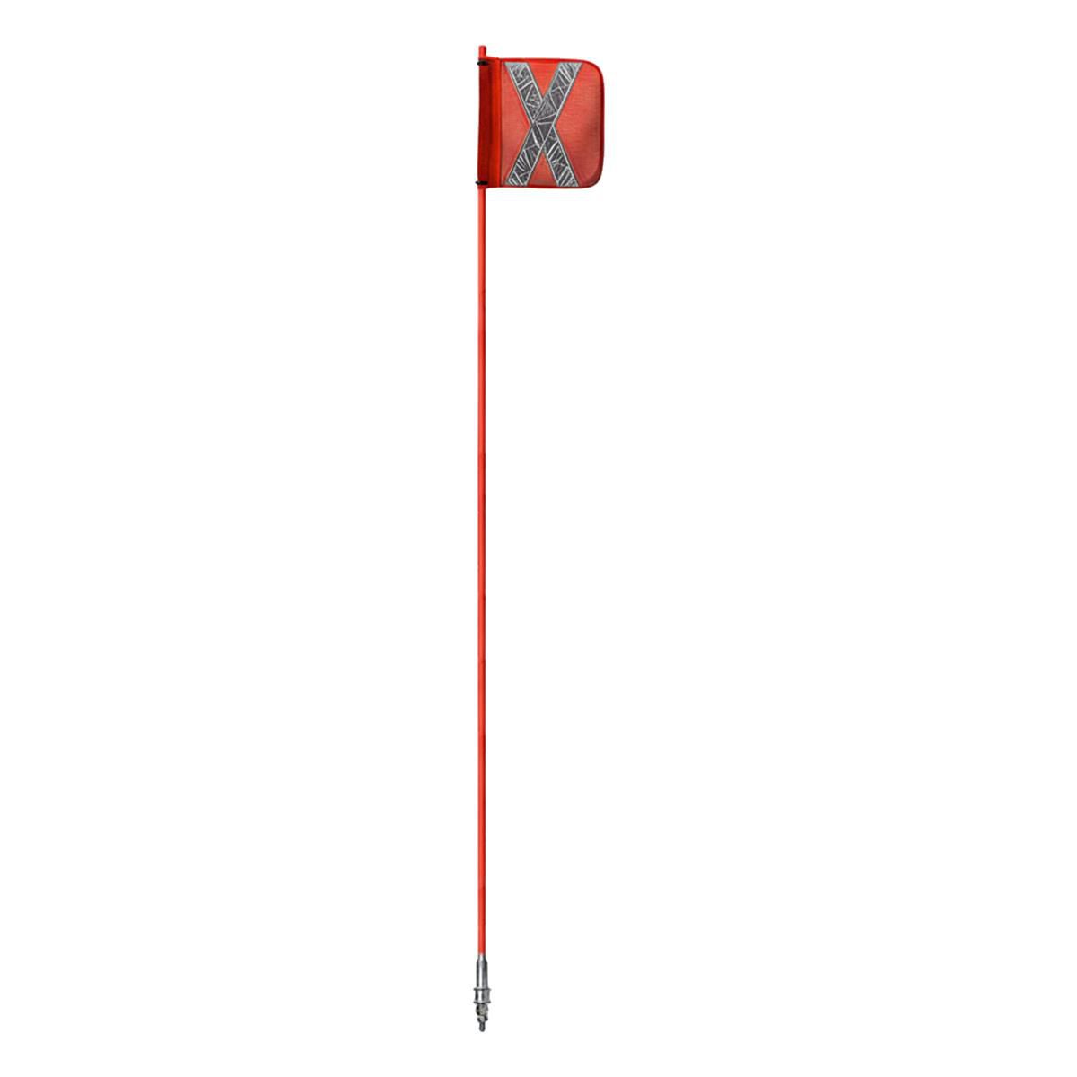 Safety Aerials Australia 2.4mtr Non-Illuminated One-Piece Red Pole with Orange X Mesh Sleeve Flag and Anti-Rotational Quick Release Base GPC24