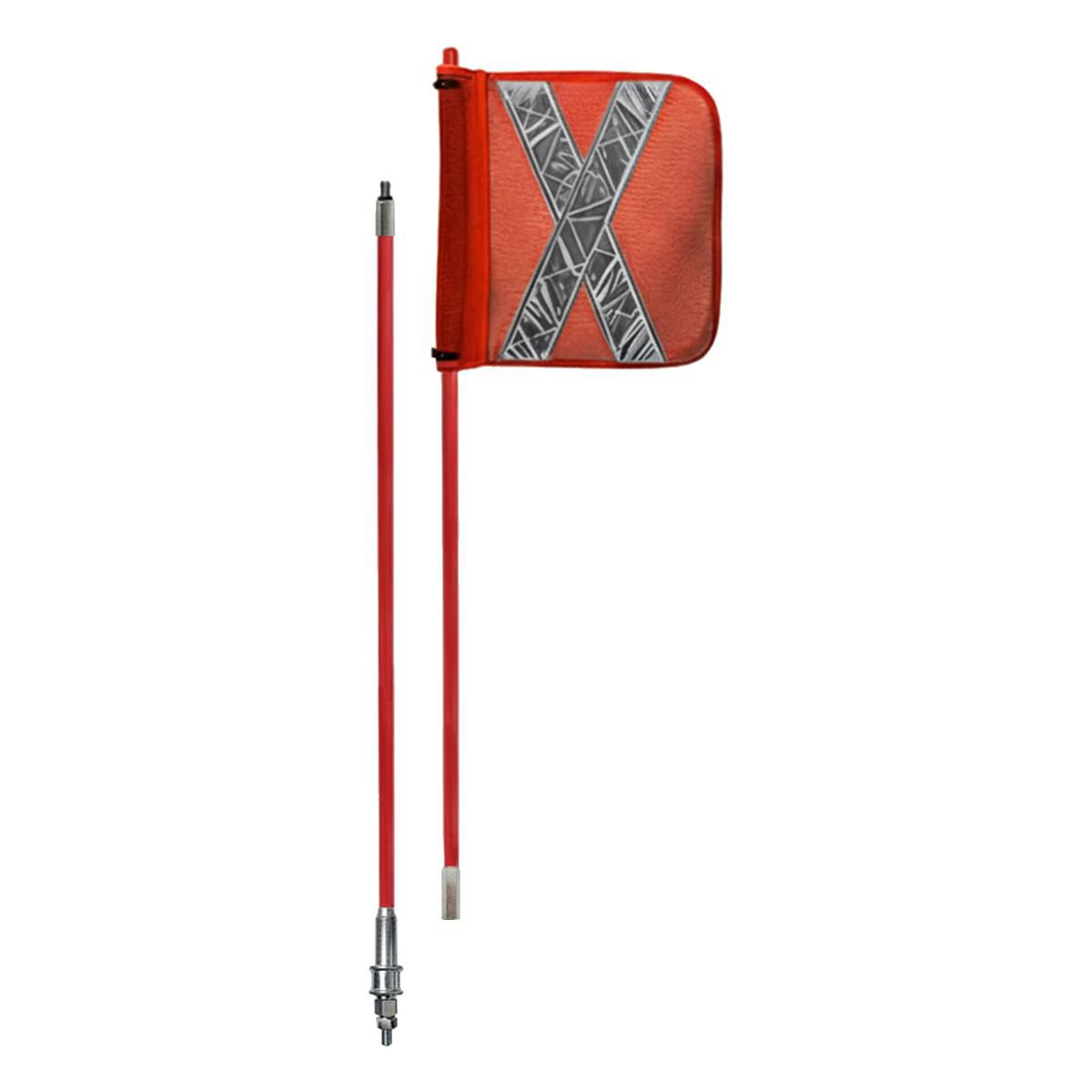 Safety Aerials Australia 2.0mtr Non-Illuminated Two-Piece Red Pole with Orange X Mesh Sleeve Flag and Anti-Rotational Quick Release Base GPC18J