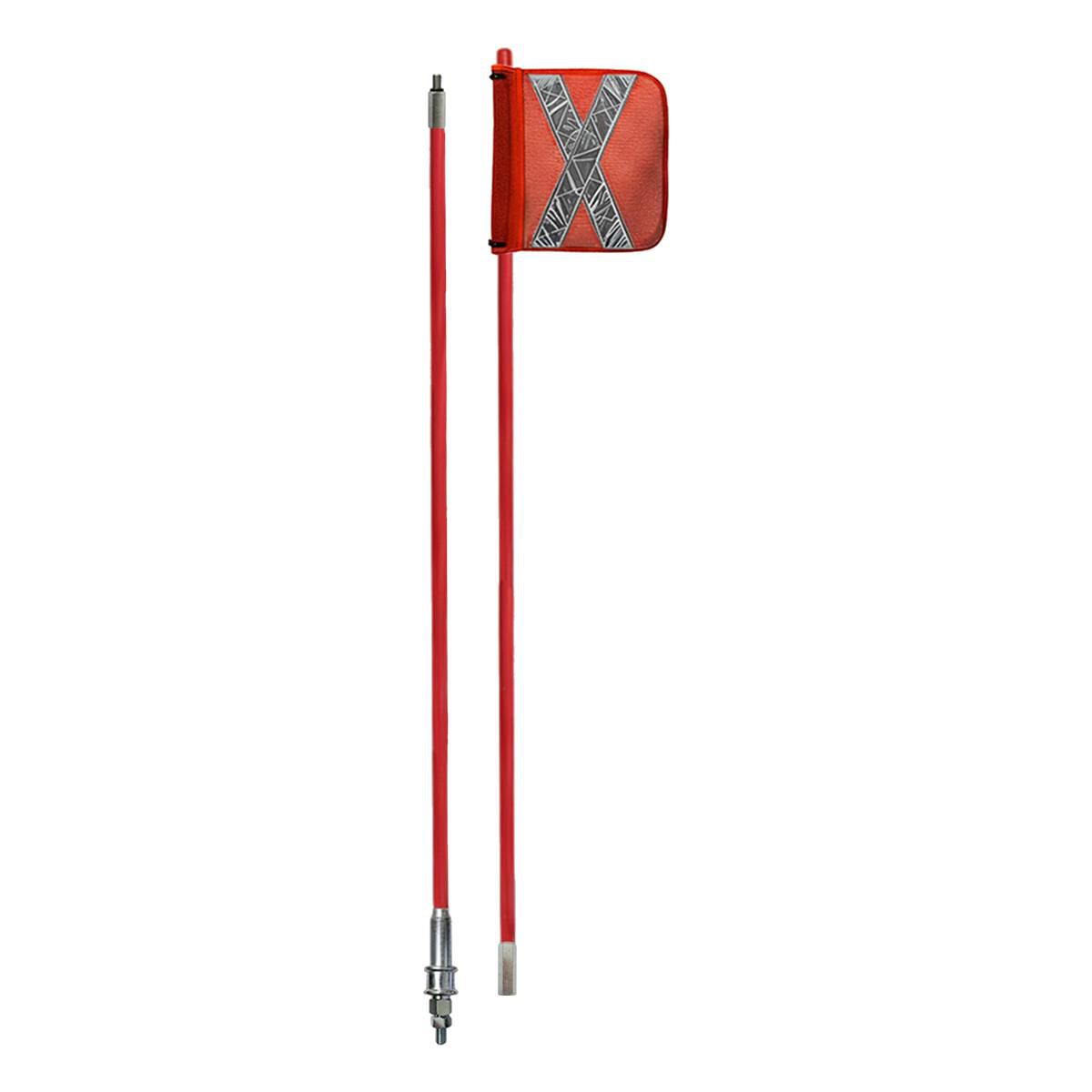 Safety Aerials Australia 3.0mtr Non-Illuminated Two-Piece Red Pole with Orange X Mesh Sleeve Flag and Anti-Rotational Quick Release Base GPC30J