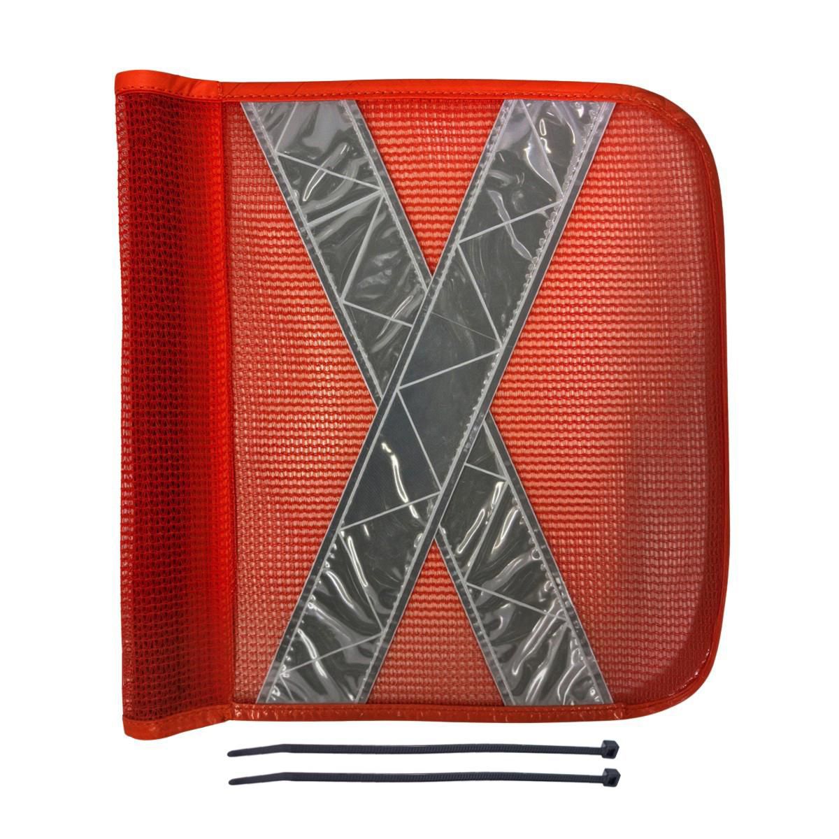 Safety Aerials Australia Orange Reflective X Mesh Safety Flag with 4 Cable Ties GPCOX