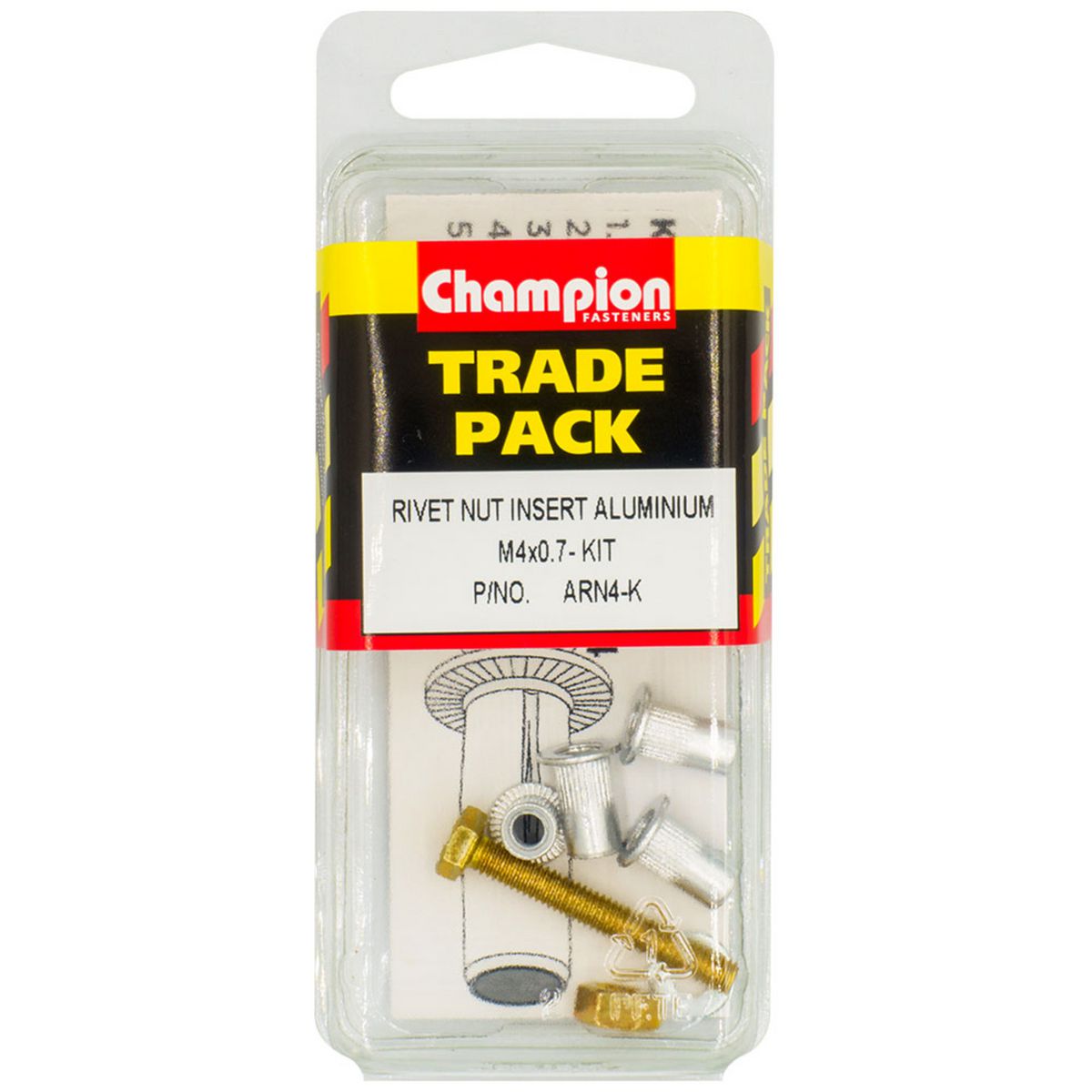 Champion Rivet Nut Insert Aluminium M4X0.7 - Kit ARN4-K
