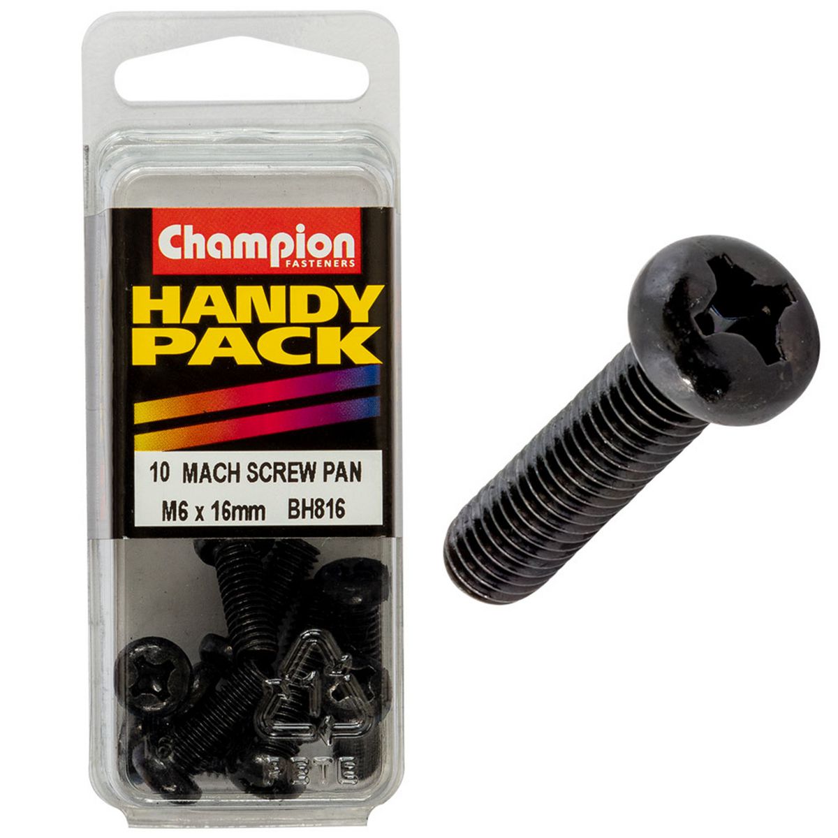 Champion M6 X 16mm Black Machine Screws BH816