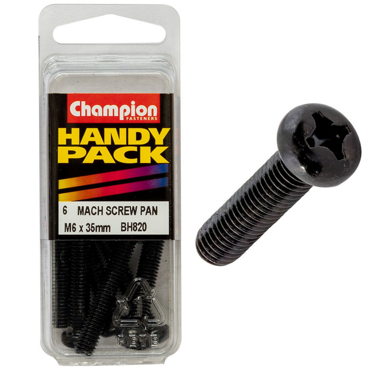 Champion M6 X 35mm Black Machine Screws BH820