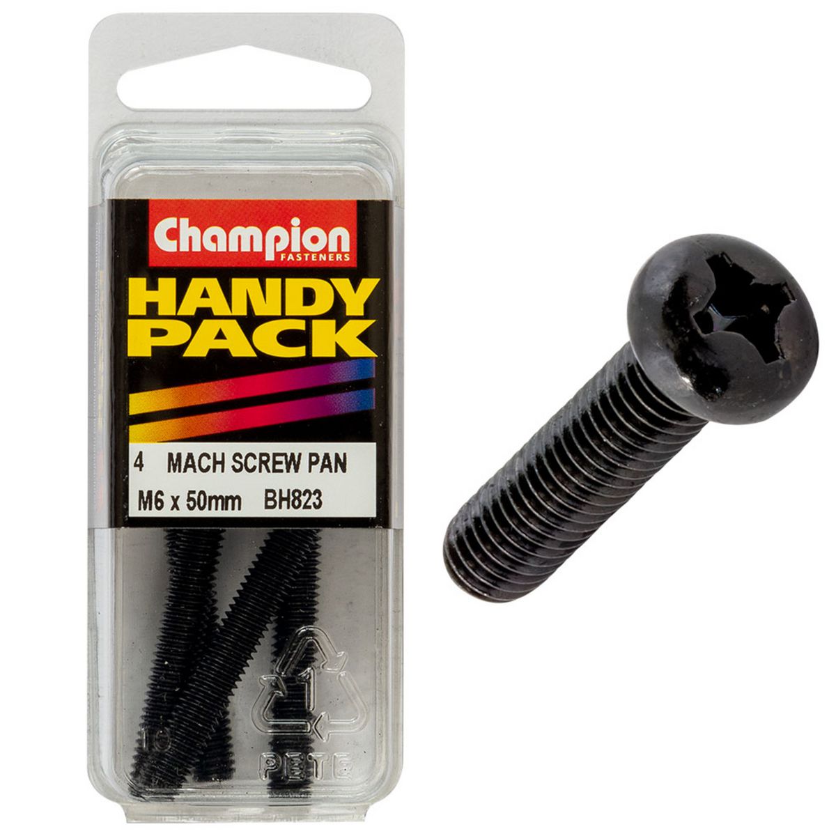 Champion M6 X 50mm Black Machine Screws BH823