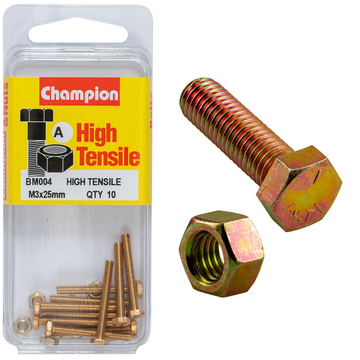 Champion Hex Set Screw High Tensile M3X25Mm Grade 8.8 BM004