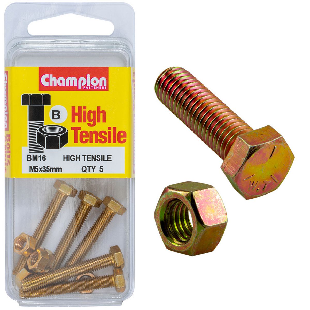Champion Hex Set Screw High Tensile M5X35Mm Grade 8.8 BM16