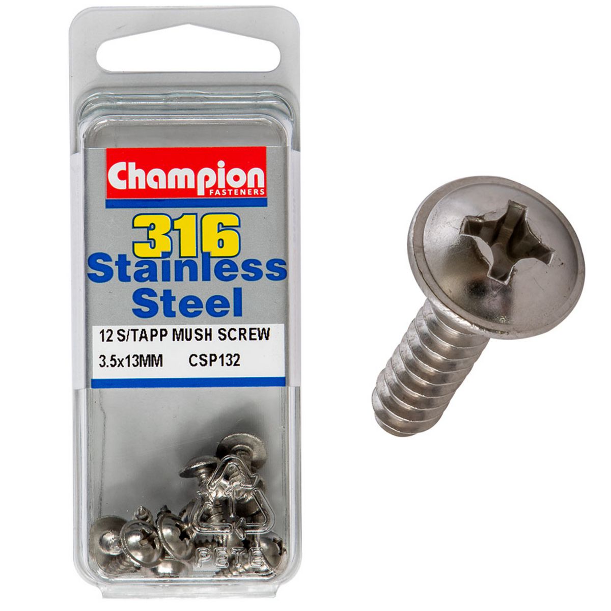 Champion 3.5mm X 13mm Mushroom Head Self-Tapping Screws CSP132