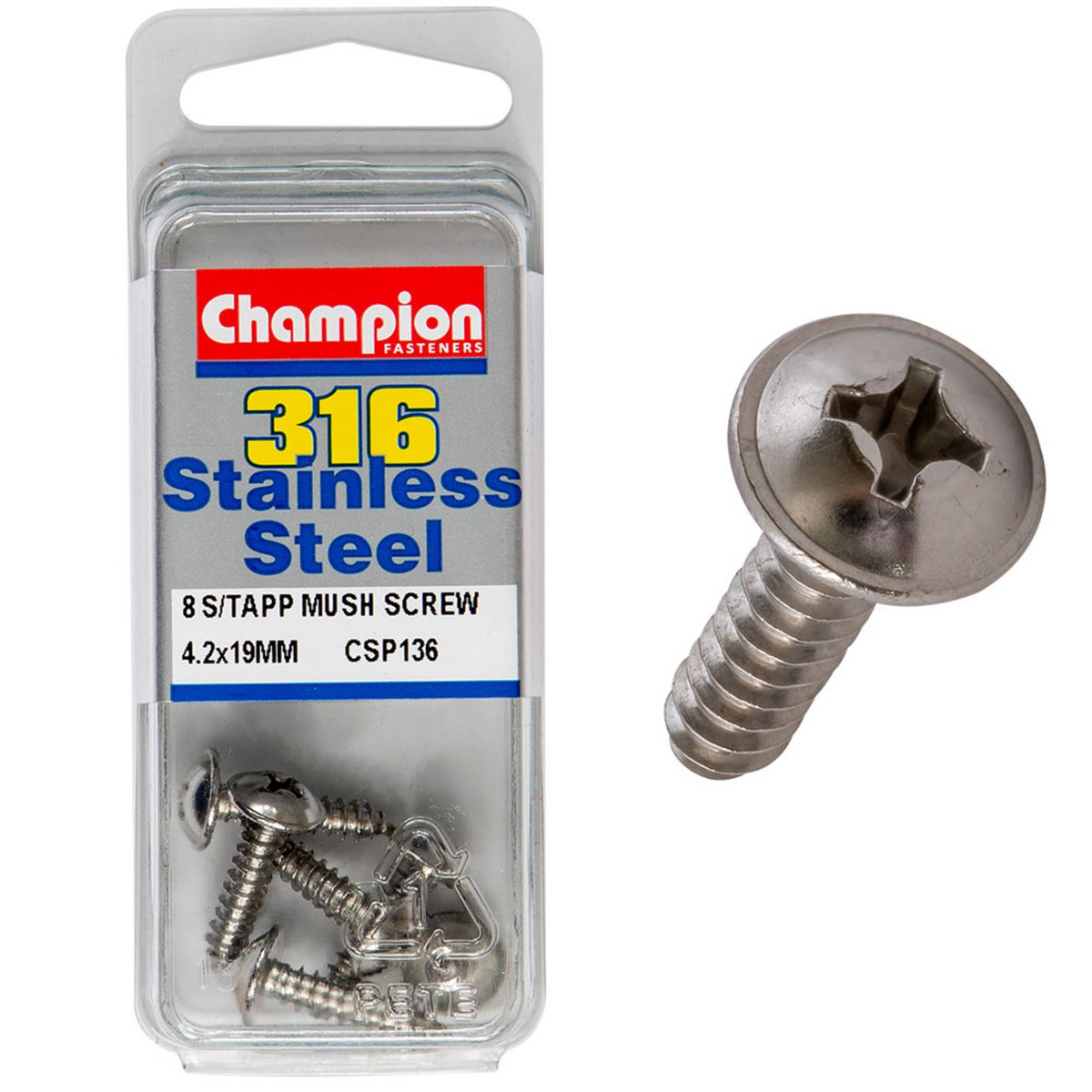 Champion 4.2mm X 19mm Mushroom Head Self-Tapping Screws CSP136