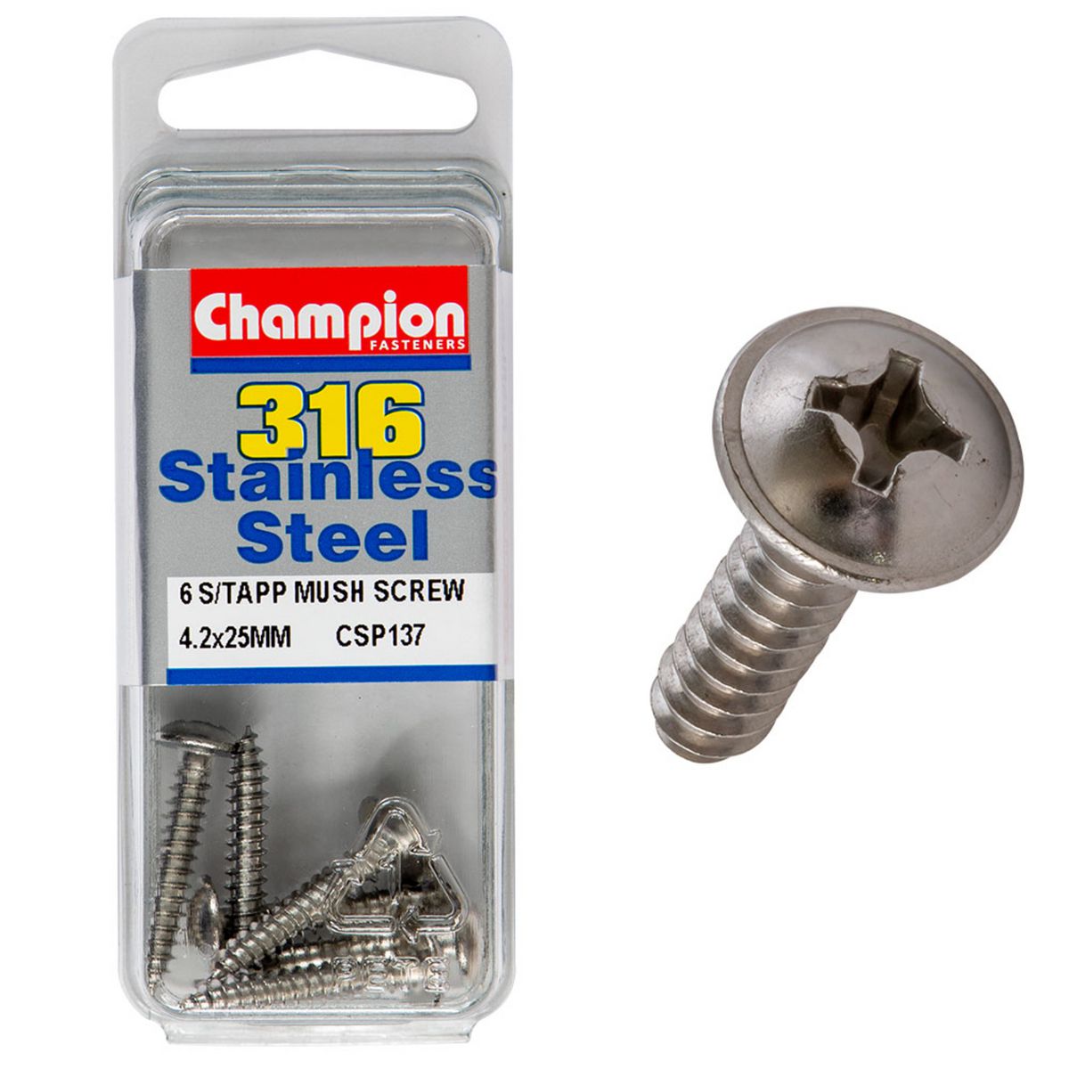 Champion 4.2mm X 25mm Mushroom Head Self-Tapping Screws CSP137
