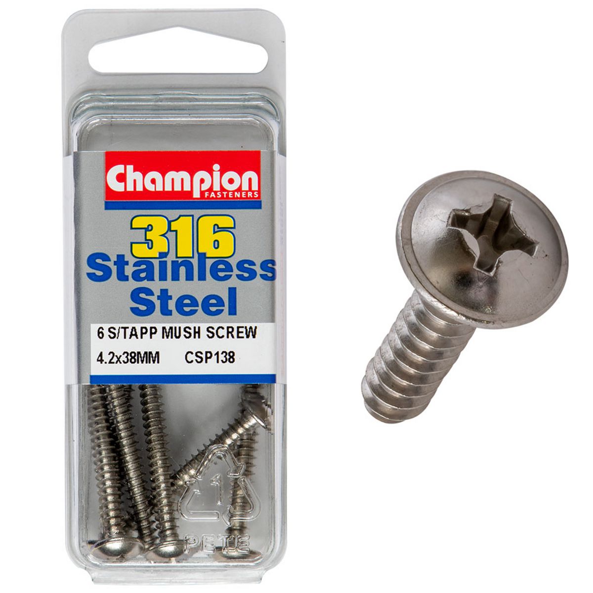 Champion 4.2mm X 38mm Mushroom Head Self-Tapping Screws CSP138