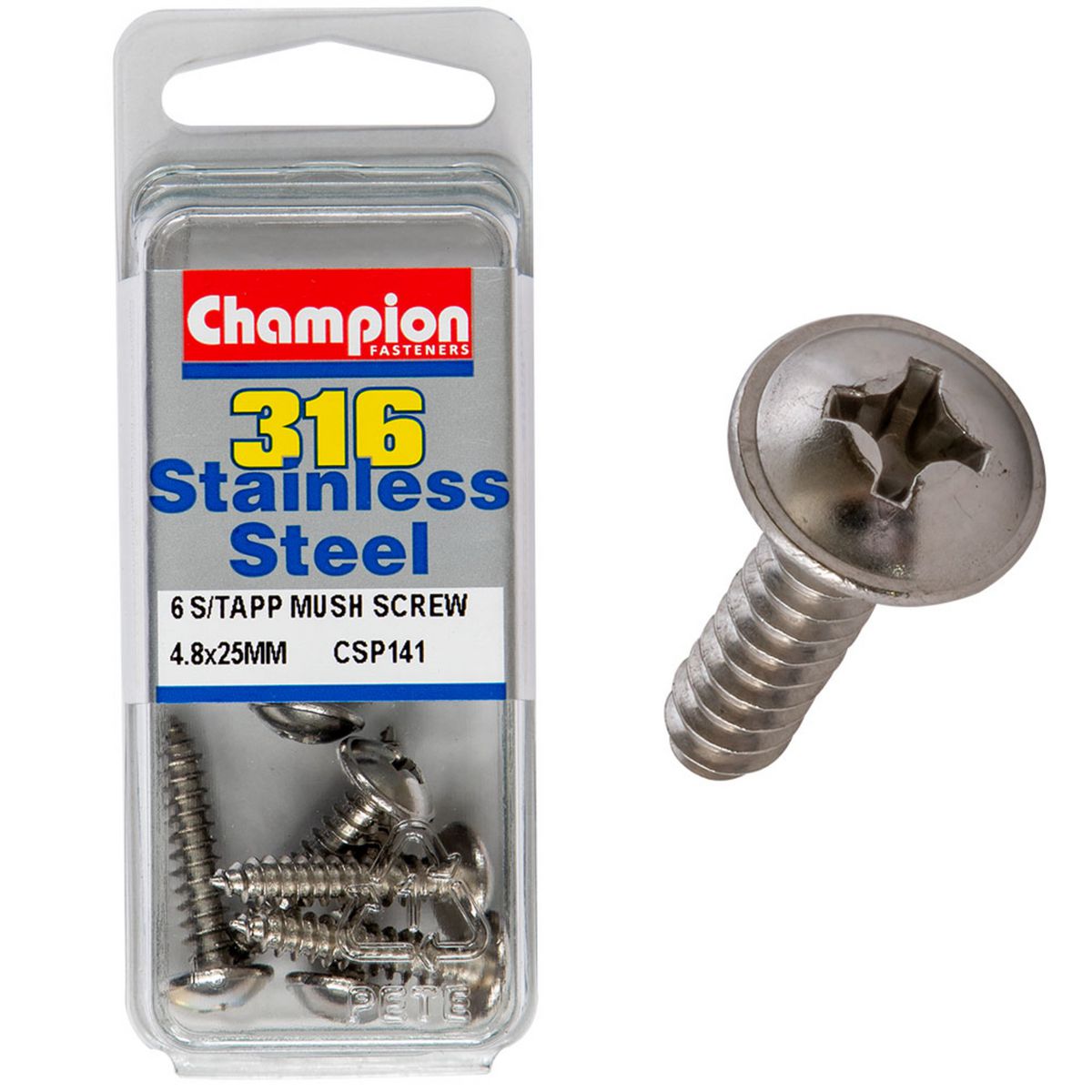 Champion 4.8mm X 25mm Mushroom Head Self-Tapping Screws CSP141