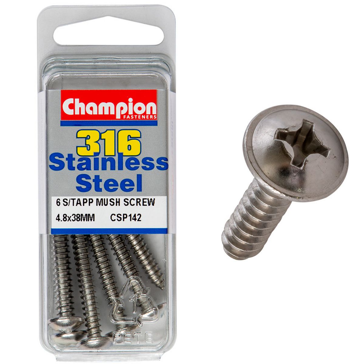 Champion 4.8mm X 38mm Mushroom Head Self-Tapping Screws CSP142