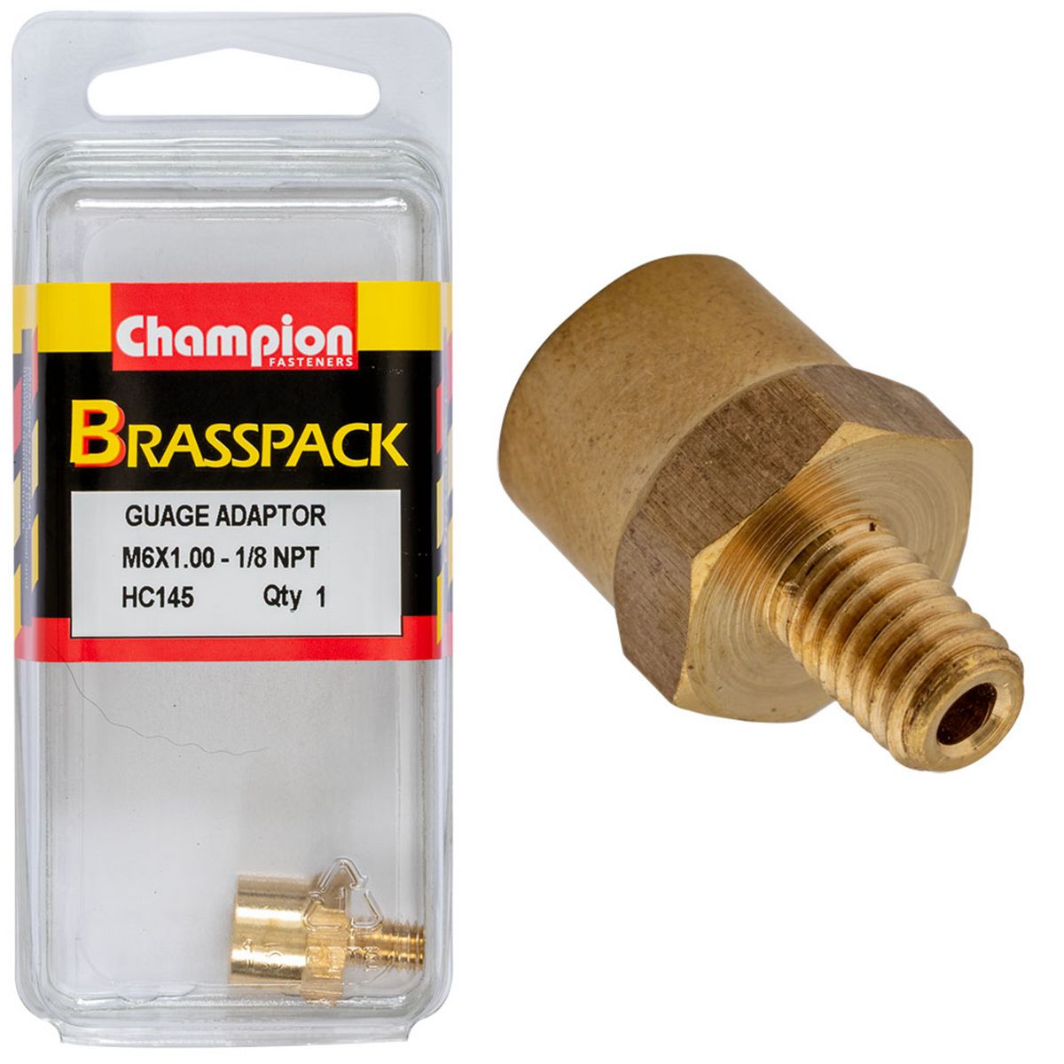 Champion Gauge Adaptor Brass M6 X 1.00 Male - 1/8 Npt Female HC145