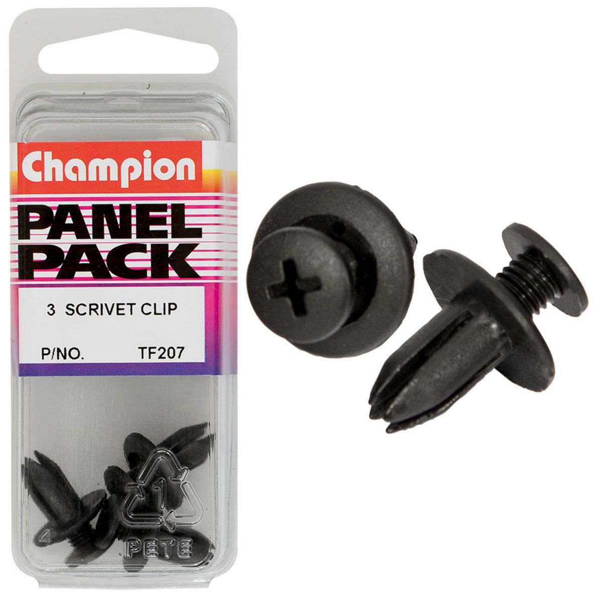 Champion Scrivets-Col: Black-Len: 12mm-Hole: 7mm-Head: 15mm TF207