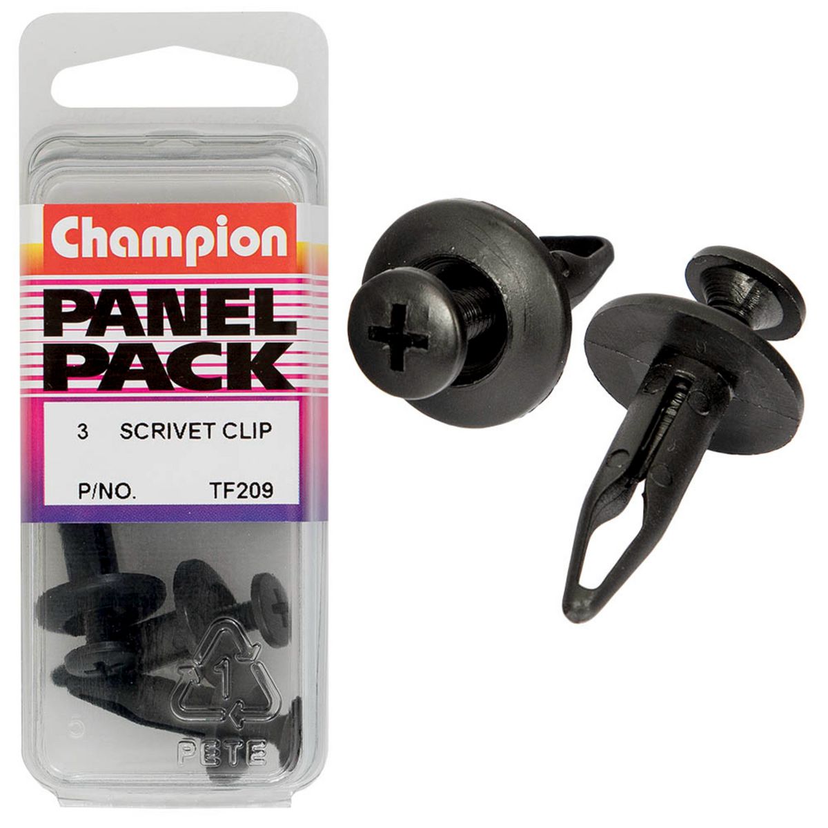 Champion Scrivets-Col: Black-Len: 23mm-Hole: 6.4mm-Head: 17.5mm TF209