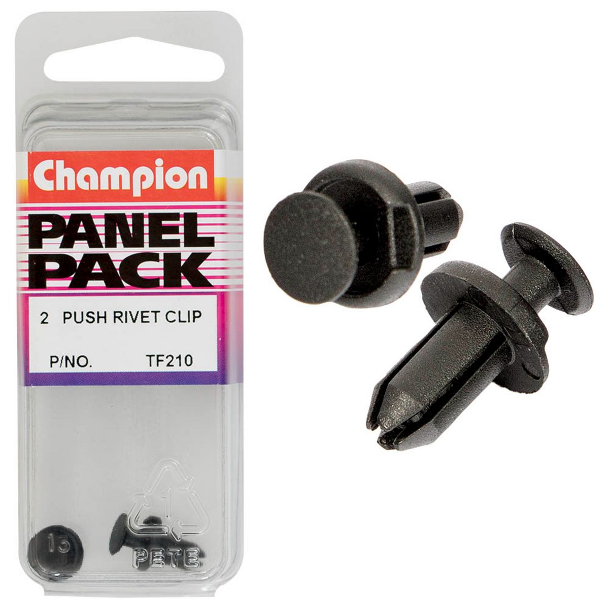 Champion Push Rivets-Col: Black-Len: 9.8mm-Stem Dia: 4.9mm-Head: 9.7mm TF210