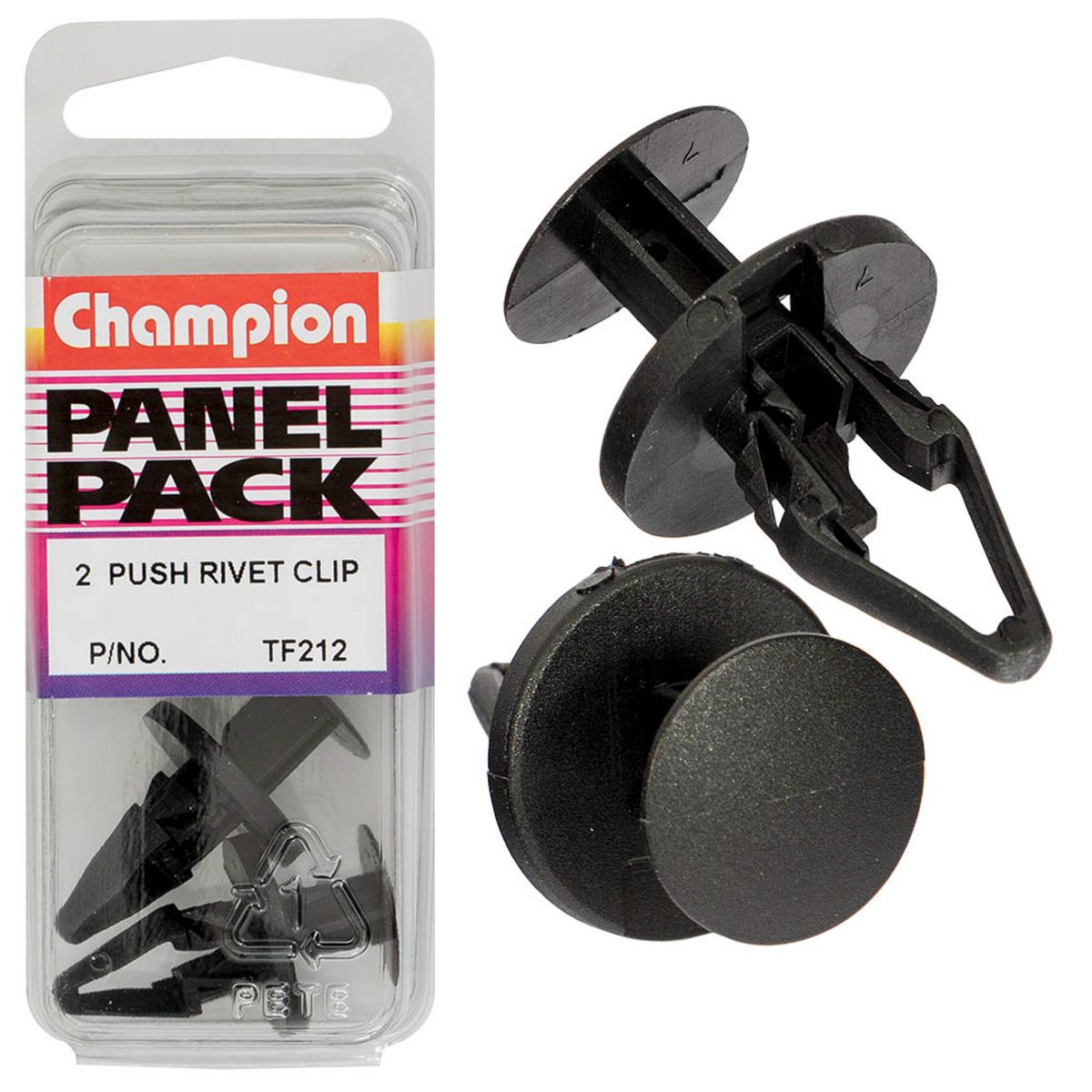 Champion Push Rivets-Col: Black-Len: 20mm-Hole: 8.5mm-Head: 20mm TF212