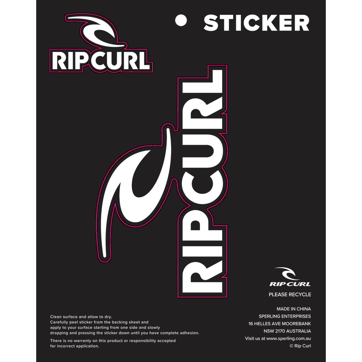 Rip Curl Sticker Logo - White A5 STRC-LOGO-WHT
