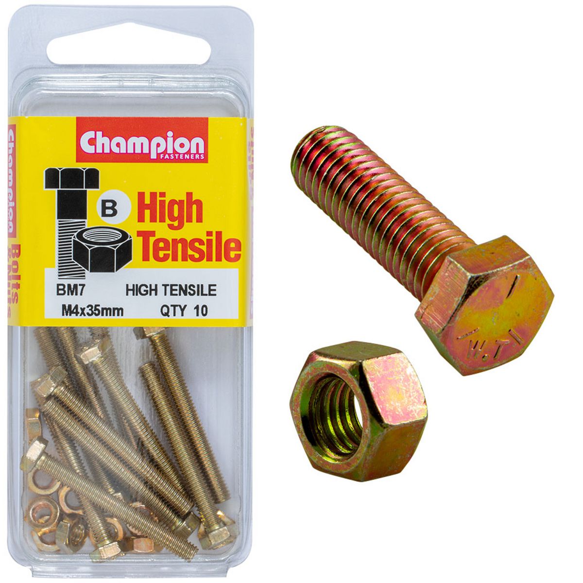 Champion Fasteners Hex Set Screw High Tensile M4X35mm Grade 8.8 BM7