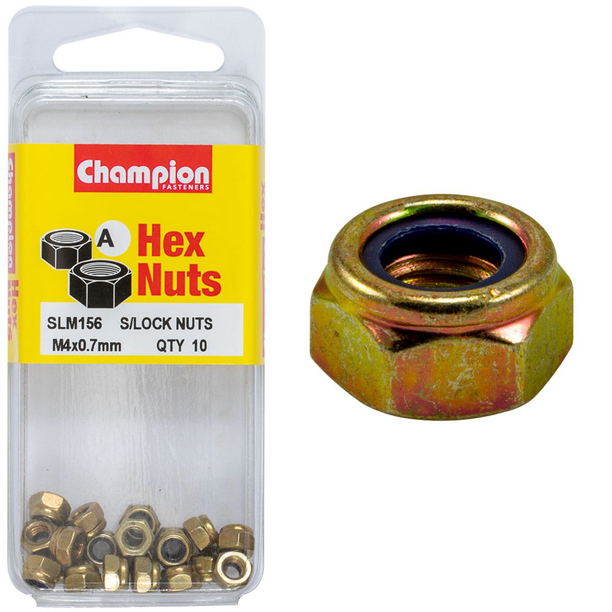 Champion Fasteners Hex Nut Self Locking Nylon Insert M4X0.7mm SLM156
