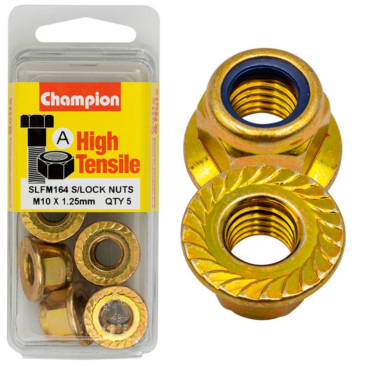 Champion Fasteners Hex Flange - Self-Locking Nuts - Nylon Insert - M10 X 1.25mm SLFM164