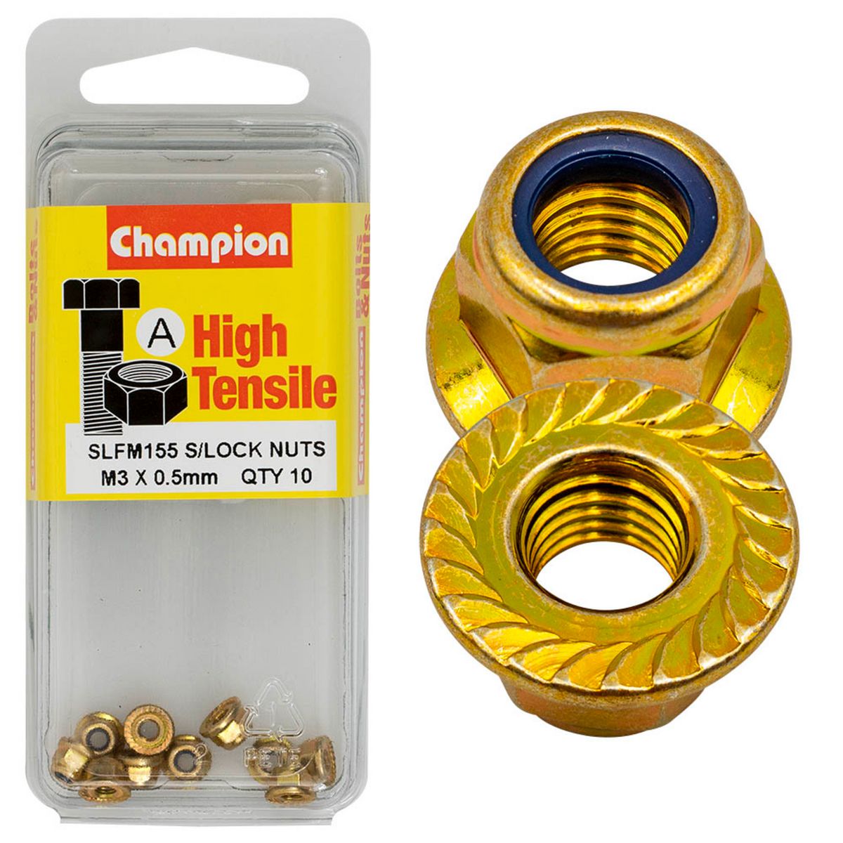 Champion Fasteners Hex Flange - Self-Locking Nuts - Nylon Insert - M3 X 0.5mm SLFM155