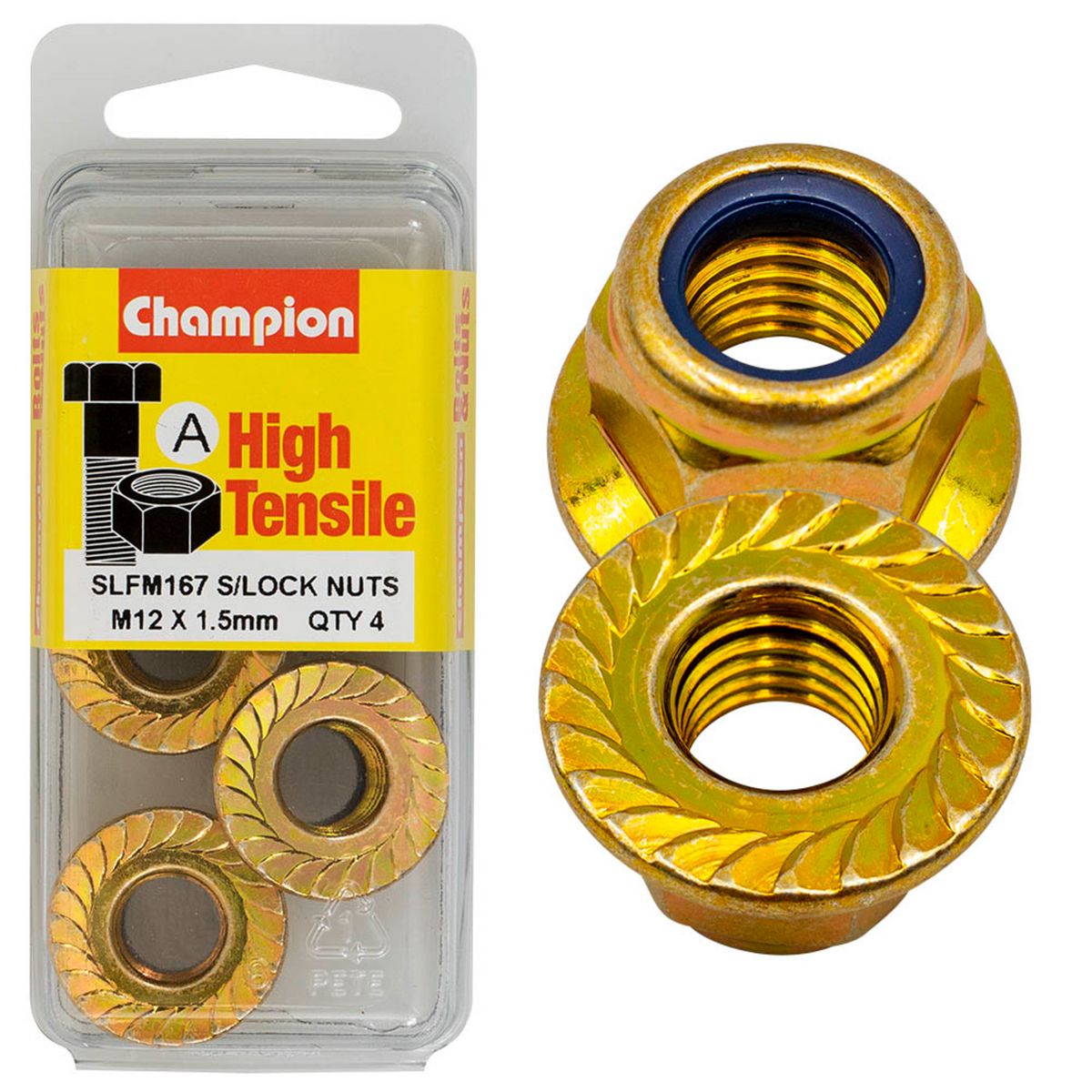 Champion Fasteners Hex Flange - Self-Locking Nuts - Nylon Insert - M12 X 1.50mm SLFM167