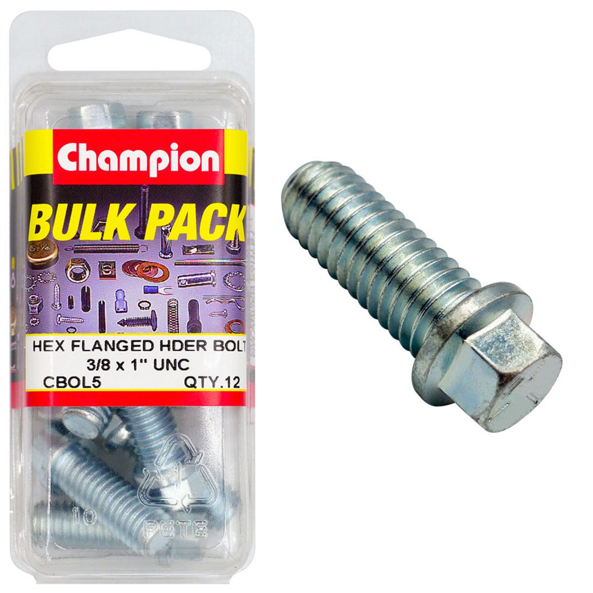 Champion Fasteners Hex Flanged Header Bolt Unc 3/8X1in CBOL5