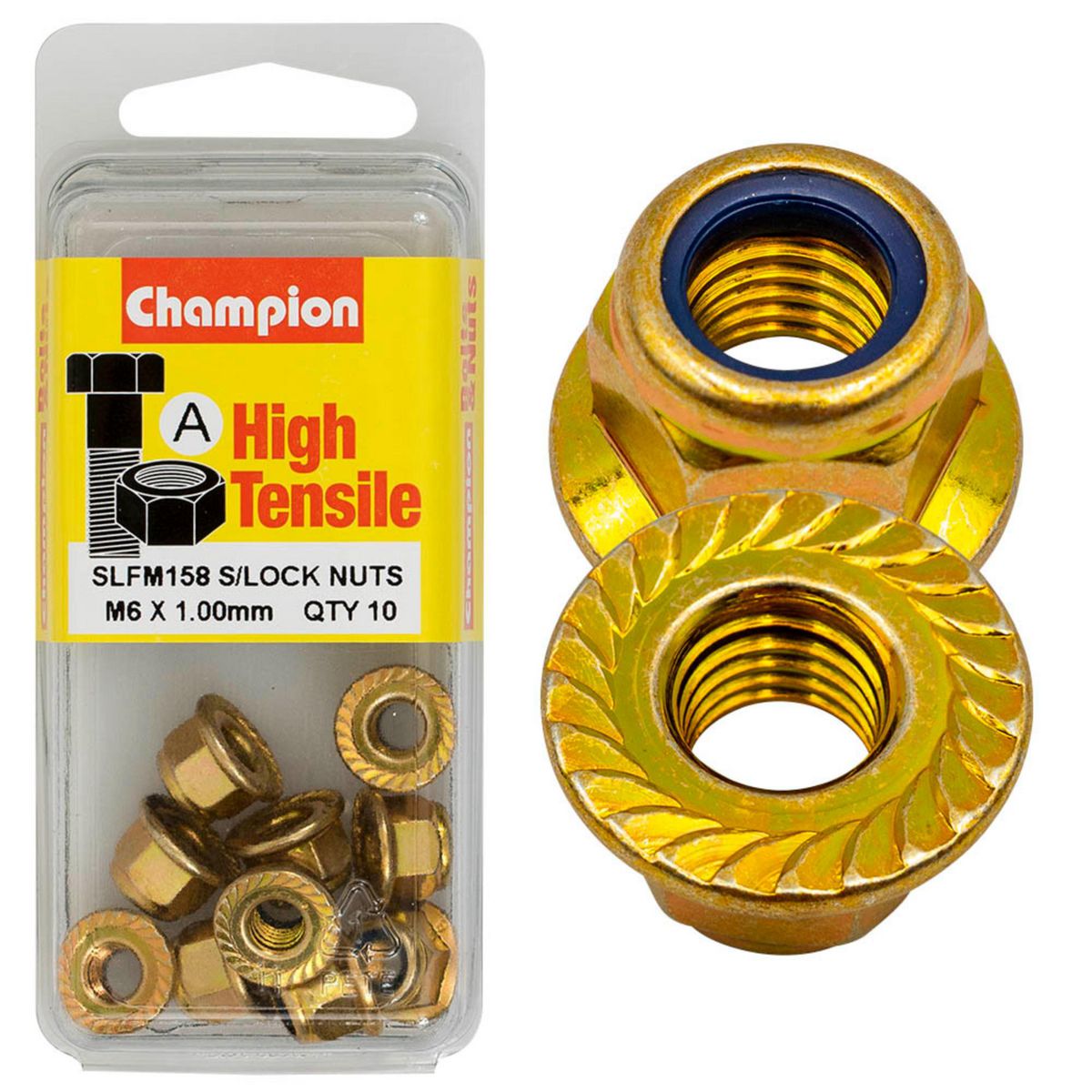 Champion Fasteners Hex Flange - Self-Locking Nuts - Nylon Insert - M6 X 1.00mm SLFM158
