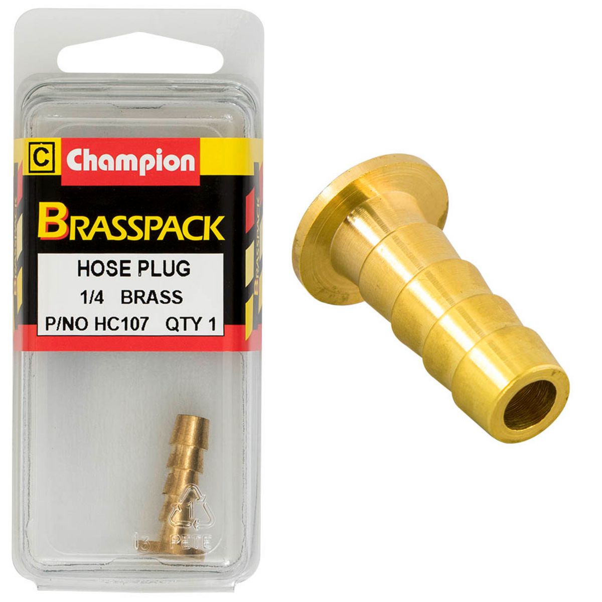 Champion Fasteners Hose Plugs - Barbed - Brass - 1/4in HC107