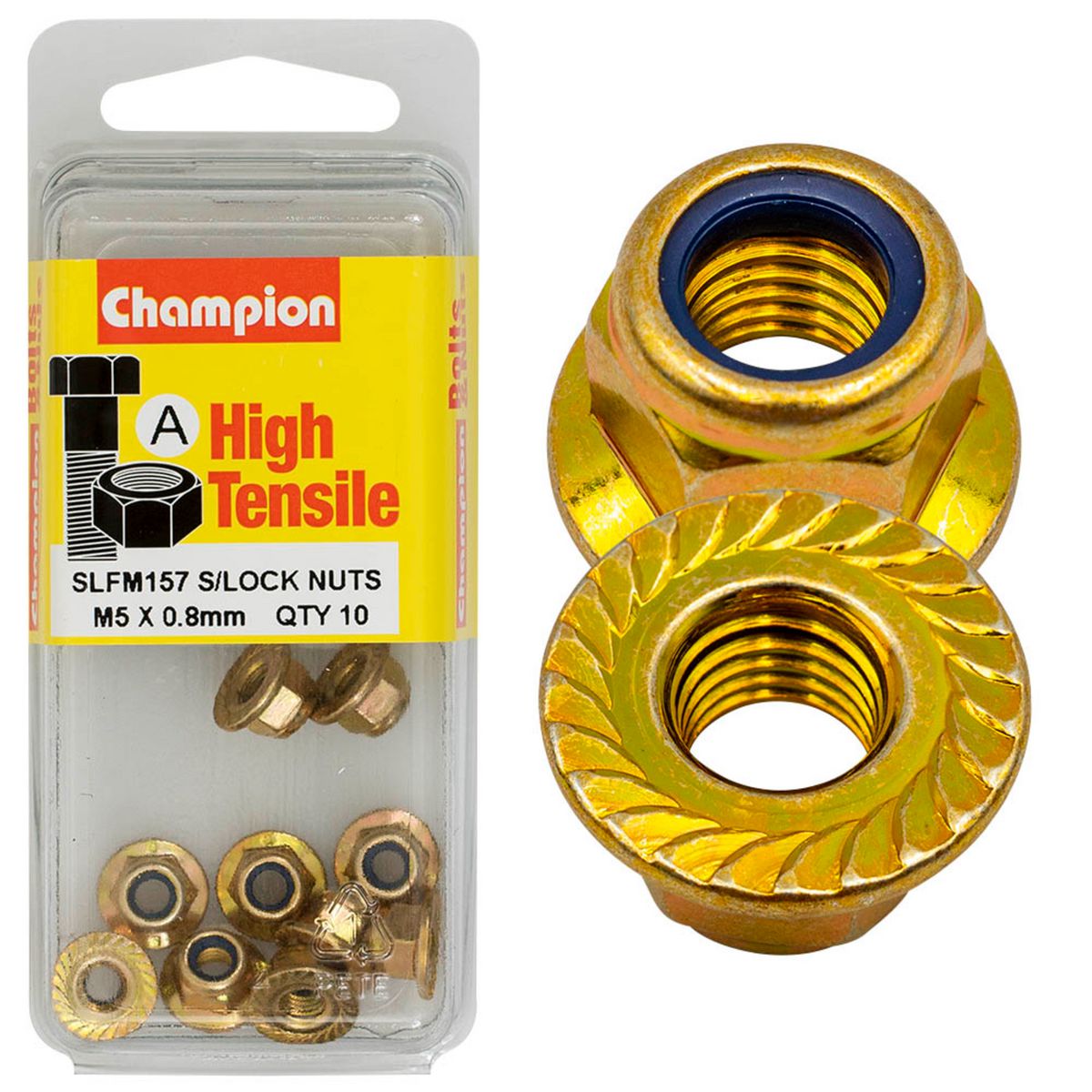 Champion Fasteners Hex Flange - Self-Locking Nuts - Nylon Insert - M5 X 0.8mm SLFM157
