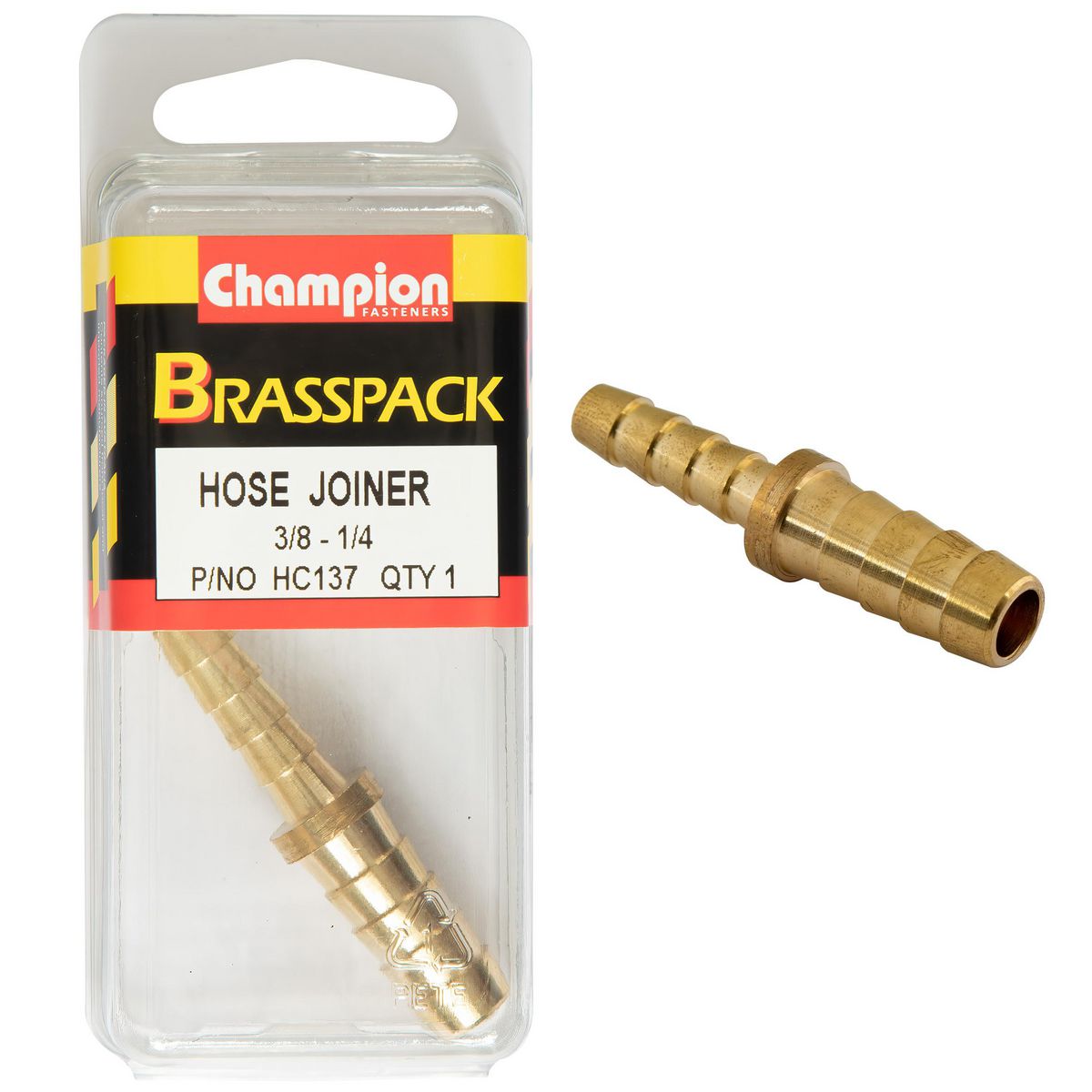 Champion Fasteners 3/8 X 1/4 Brass Hose Joiner Reducer HC137