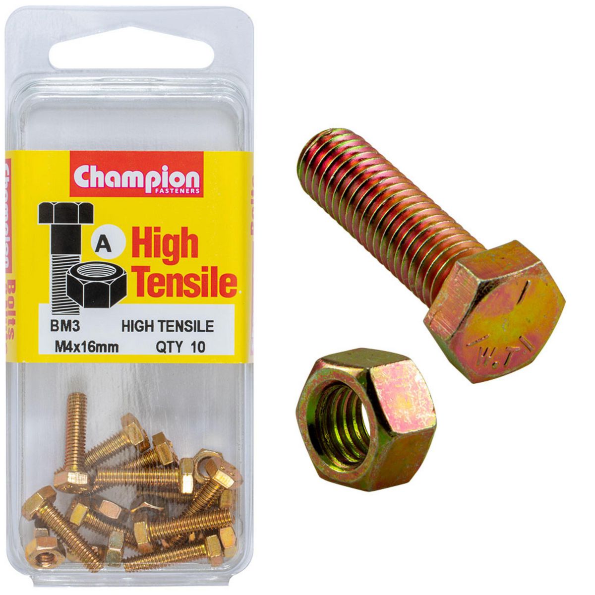 Champion Fasteners Hex Set Screw High Tensile M4X16mm Grade 8.8 BM3
