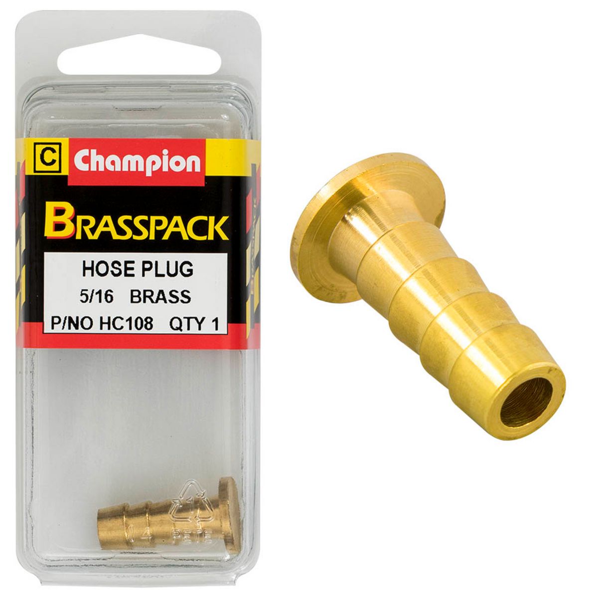 Champion Fasteners Hose Plugs - Barbed - Brass - 5/16in HC108